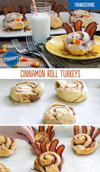 Your whole family will gobble these up! Cinnamon Roll Turkeys are the perfect Thanksgiving breakfast treat. This fun, kid-friendly breakfast will keep the kids entertained and everyone full until the big feast! PS: Have you heard the good news? Pillsbury Cinnamon Rolls now have more icing (so this recipe is extra gooey and delicious)!