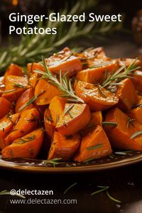 These sweet potatoes are a delicious and healthy side dish that is perfect for any meal. The ginger glaze is made with fresh ginger, honey, and orange juice, and it gives the potatoes a sweet and tangy flavor. The potatoes are also roasted with rosemary and thyme, which adds a touch of herbal flavor.