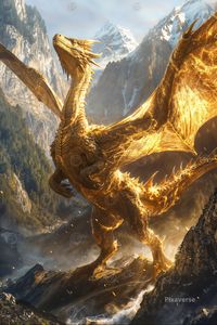 Discover the majestic allure of the Noble Goldvein Dragon Displate Metal Poster. This high-quality piece is more than a decoration - it's a statement. The intricate detailing and the stunning gold vein work come together to create a captivating image that will leave your guests and visitors in awe. This limited-edition poster offers a unique blend of art and collectibles, making it an ideal gift for the fantasy lover in your life.