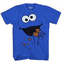 PRICES MAY VARY. 100% Cotton Made in the USA and Imported Pull On closure Machine Wash Color: Royal Blue Size: Adult Men's Fit: Standard Official Licensed Product With a Cookie Monster tee shirt this cool, sometimes it’s okay to be a little gluttonous. Featuring a print of Cookie Monster devouring a flurry of chocolate chip cookies. We’re sure that we’re not the only ones with a soft spot for the lovable Cookie Monster. Enjoy all the cookies with this nostalgic tee featuring the blue furry himse