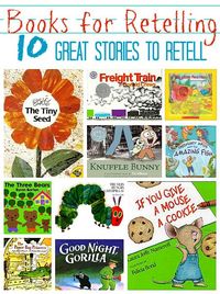 List of books in this post that are great for kiddos to draw what they are hearing while you read the stories, then have them retell what they drew/remember. Great discussion method.