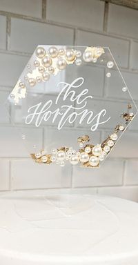 Pearl Acrylic Cake Topper Custom Gold Wedding Cake Topper - Etsy