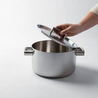 This 7-piece cookware set is an excellent addition to any chef's collection. Made from high-quality 18/10 Stainless steel and sporting a patented 4 material, 5-layer sandwich base for even heating, this pot will be a part of your kitchen for a long time. Handles are mirror finish 18/10 Stainless steel. Includes solid steel lids to seal in heat and moisture while cooking.