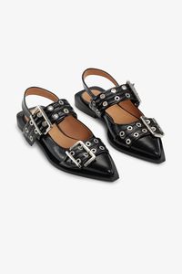 Black Black Feminine Buckle Ballerinas | GANNI US