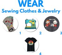 Show off love for sewing beyond the sewing room. Sewing-themed clothes and jewelry are delightful gifts for sewing lovers.