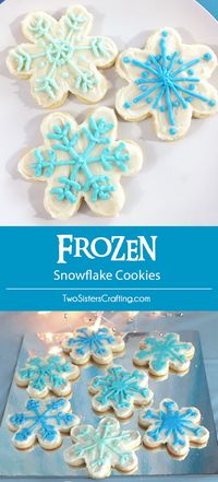 Who doesn't love frosted sugar cookies? These Frozen Snowflake Cookies were a popular treat at our Frozen Birthday Party, Made with our delicious sugar cookie and buttercream frosting recipes they will make a yummy addition to your Frozen Party. Follow us for more great Frozen Party Ideas.