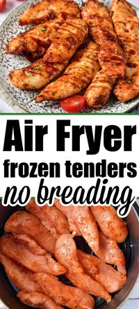 Raw frozen chicken tenderloins in air fryer with no breading turn out great. A healthy low carb keto friendly protein packed dinner we love.