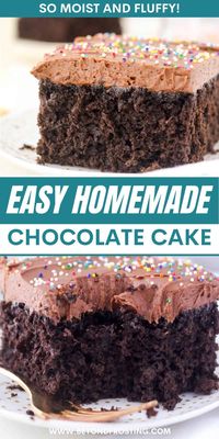 This easy chocolate cake is ultra-moist and fluffy, topped with a silky chocolate cream cheese frosting. The ultimate chocolate cake recipe!