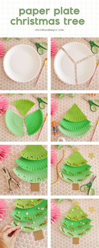 Paper Plate Christmas Tree Craft with Fingerprint Ornaments! - Childhood Magic