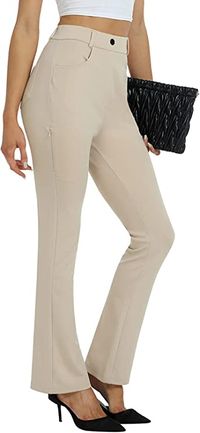 Amazon.com: MoFiz Women Bootcut Office Trousers Yoga Pants for Women Womens Khaki Pants for Work Women's Bootcut Dress Pants Womens Golf Pants Pull on Trousers with Pockets Khaki X-Small : Clothing, Shoes & Jewelry