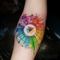 Color wheel tattoo watercolor style. Tattoo artist rudy acosta. Clovis ink tattoo, Clovis ca. #colortattoo #colorwheeltattoo #watercolor #watercolortattoo #femaletattoo #girltattoo