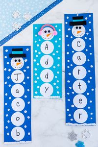 This Snowman Name Craft is such a fun and cute snowman craft! Kids of all ages will love to build their own paper snowman complete with their personalized name!