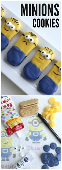 How To make cute Minions cookies with only store-bought ingredients. Super easy to do! See more Minions party ideas at CatchMyParty.com! #quickerpickerupper #ad @bountytowels