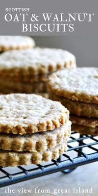 Scottish Oat and Walnut Biscuits ~ these unassuming little oatcakes are the hottest things in upscale markets and cheese shops these days. #crackers #homemade #appetizer #scottish