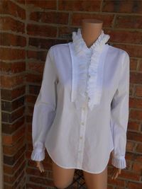 J CREW Victorian Ruffle Blouse Size 6 Style 99694 Shirt Top Long Sleeve White #JCrew #Blouse #Casual