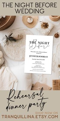 This Rehearsal dinner The night before wedding invitation is an Editable Corjl template. In item description you can find all the details how to order & how it works (click on TITLE) or follow this link: https://tranquillina.etsy.com to see more of our party invites and decor. #invitation #template #wedding #minimalist #modern #ideas #rehearsal #dinner