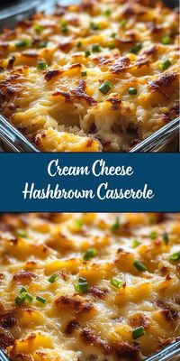 This Cream Cheese Hashbrown Casserole is a rich and creamy comfort food dish featuring tender hashbrowns, melty cheese, and a luscious cream cheese sauce. Perfect as a side dish for holidays, potlucks, or brunch gatherings!