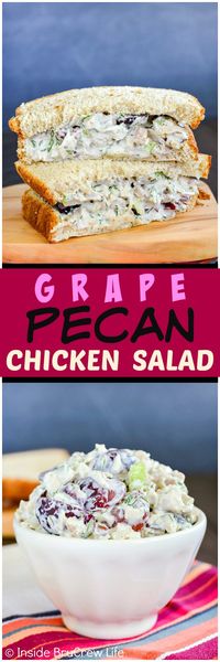 Grape Pecan Chicken Salad - adding fruit and nuts to the creamy dill chicken mixture makes it a hit with everyone. Such an easy recipe for parties or picnics!