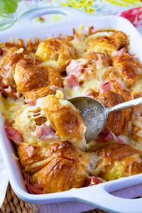 Ham and Cheese Croissant Breakfast Casserole - A Southern Soul