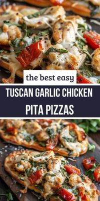 Tuscan Garlic Chicken Pita Pizzas