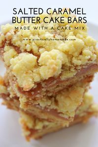 salted caramel butter cake bars | salted caramel butter bars | salted caramel bars | salted caramel dessert | cake mix cookie | shortbread bar | salted caramel shortbread