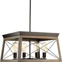 Progress Lighting Briarwood Collection 4-Light Antique Bronze Farmhouse Square Chandelier Light P400047-020 - The Home Depot