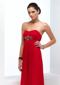 Strapless Red Empire Floor Length Evening Formal Dress HB142A