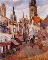 "Rouen ,La Rue de l'Epicerie" 1898, Camille #Pissarro #art #Iloveart