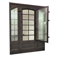 Custom Thermal Break Single Exterior Iron Door With Double Sidelights