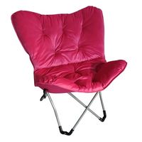 Relax in style with the Zenithen Butterfly Chair with High Gloss Silver Frame in Pink Tufted Velvet Fabric. The soft tufted velvet fabric and sturdy high gloss silver frame adds instant style to any room. Opens and folds easily. Perfect for dorms, game rooms, teen rooms, and anywhere else extra comfortable seating is needed. Open 33.86 inchL x 32.68 inchW x 39.76 inchH; 11 lbs. Folded 31.89 inchL x 40.16 inchW x 2.95 inchH. Seat height 14.2 inch. Back height 24.4 inch. Weight limit of 225 lbs. S