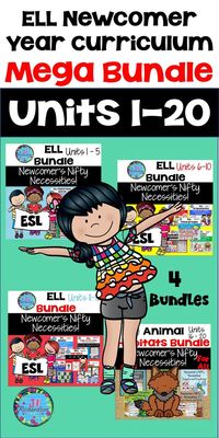 ELL Newcomer’s Curriculum – 20 Units MEGA BUNDLE! Do you need help when a new student enters your classroom that does not know English? This English Language Learner's Mega Bundle will help make your ELL's transition into the classroom easier! It includes a year of Newcomer units any ELL needs to increase ESL VOCABULARY quickly!.