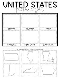 This is the perfect educational "cut and glue" project for a child studying The 50 states. This printable includes an 18-page PDF with the option to print the states in color or in black and white. The printable includes the 50 states to cut and paste. Cutting the individual shapes will help your young learner recognize the different shapes of each shape and also learn scissor skills. You are purchasing an 18-page PDF download printable. Upon purchasing, you will receive a link via email to down