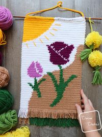 The Cute Tulips Wall Hanging Free Crochet Pattern by Divine Debris