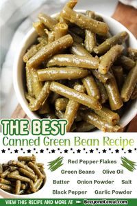 This is the BEST canned green bean recipe because it's cheap, easy, and pretty quick too! Perfect for a fast and simple side dish to complement any meal.