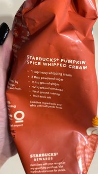 Starbucks Pumpkin Spice Whipped Cream Recipe #starbucks #starbuckswhippedcream #recipe