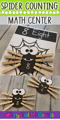 Your kiddos will love this build a spider counting and number recognition to 12 math center. Students place the correct number of clips on the spider to create spider legs. They then match the spider to the correct spider web. After building the 12 spiders, they complete the independent practice. This center would be perfect for Preschool or Kindergarten.