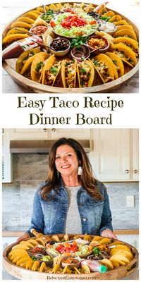 Happy National Taco Day! Serve an Easy Taco Recipe Dinner Board for any meal, with your favorite toppings! Make crunchy tacos with turkey, beef, chicken, or pork! #nationaltacoday #tacobar #tacos #tacodinnerboard #reluctantentertainer #healthydinner #mexicanrecipes #easymeals #quickdinner #familyfavoritemeal #besttacos