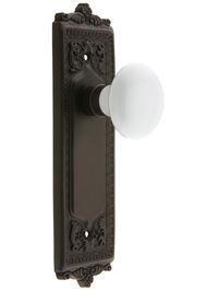 Egg & Dart Style Door Set With White Porcelain Door Knobs | House of Antique Hardware