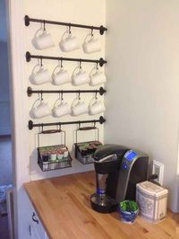 Ikea FINTORP rails works for coffee mugs. | 21 Weird Home Decorating Tricks That Might Actually Work