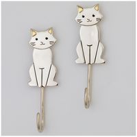 Pretty Cat Mixed Metal Wall Hook - Set of 2 | The Rainforest Site