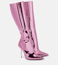 Lidia mirrored leather knee-high boots in pink - Paris Texas | Mytheresa