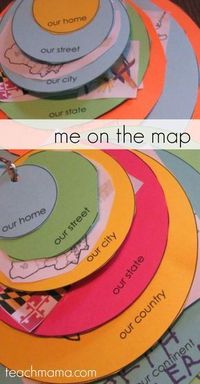 me on the map: how to teach kids where in the world they live | circles to show where kids live on the planet, continent, country, state, city, street, home