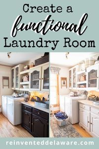 Are you looking for ideas to create a functional laundry room? I have several to share with you in this post that won't break the bank! #laundryroommakeover #laundryroomdecor #laundrytime