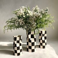 READY TO SHIP Ceramic Checkered Vase - Etsy