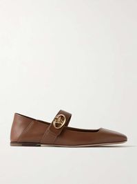 VALENTINO GARAVANI VLOGO Locker leather ballet flats | NET-A-PORTER