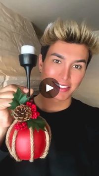 57K views · 2.1K reactions | Chritsmas Candle Stand DiY  #AEHolidayForever #ShareTheMagic #dollartree #decor | Lou Flores Crafts | Lou Flores Crafts · Original audio