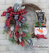 Rustic Snowman Wreath, Snowman Wreath, Rustic Christmas Wreath, Buffalo Plaid Wreath, Burlap Christmas Wreath, Buffalo Plaid Christmas Decor by aDOORableDecoDecor on Etsy