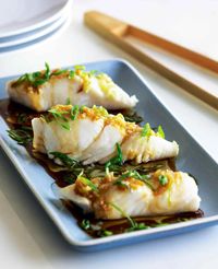 If you're looking for quick, easy, and healthy weeknight inspiration, give this steamed halibut with ginger a whirl. #fish #fishrecipes #halibut #easyrecipes #healthy #fastrecipes