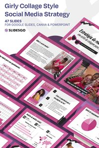 Download the Girly Collage Style Social Media Strategy template for PowerPoint or Google Slides

#Slidesgo #FreepikCompany #presentations #themes #templates #GoogleSlides #PowerPoint #GoogleSlidesThemes #PowerPointTemplate  #Creative #White #Pink #SocialMedia #Marketing #Background #Woman #Aesthetic #Collage #Portuguese #Craft #Notebook