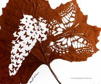 omid asadi, originally from iran but now living in the uk, loves to carve intricate illustrations on leaves | as a child he would draw with a needle on leaves or petals | he remembered how he enjoyed turning leaves into artwork when he and his wife visited an exhibition about paper cutting | he started to carve again on leaves that had fallen around his house and now makes portraits, animals and scenes | 'leaves represent our short life but through my work you can see the life they left behind'